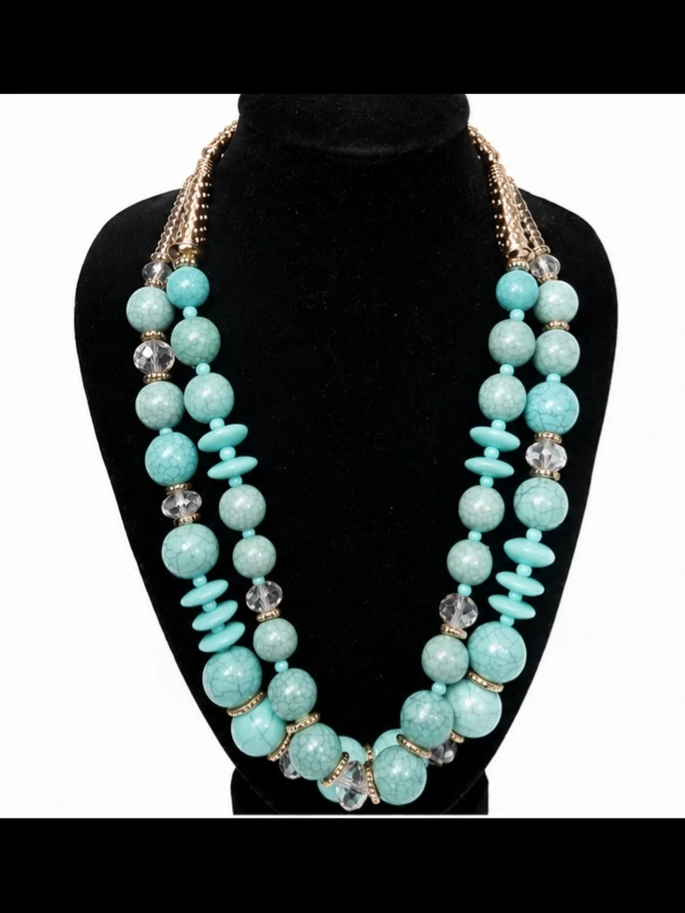 Turquoise Beaded Statement Necklace - Women Jewelry